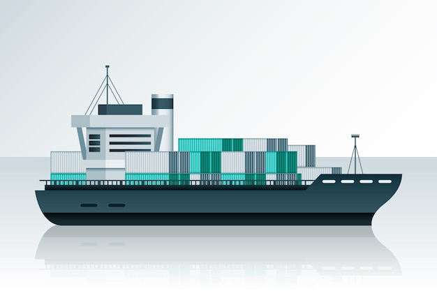 Kostenloser Vektor handgezeichnetes containerschiff
