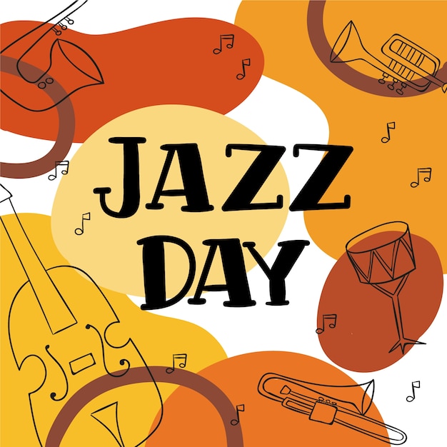 Kostenloser Vektor handgezeichnetes design des internationalen jazz-tages