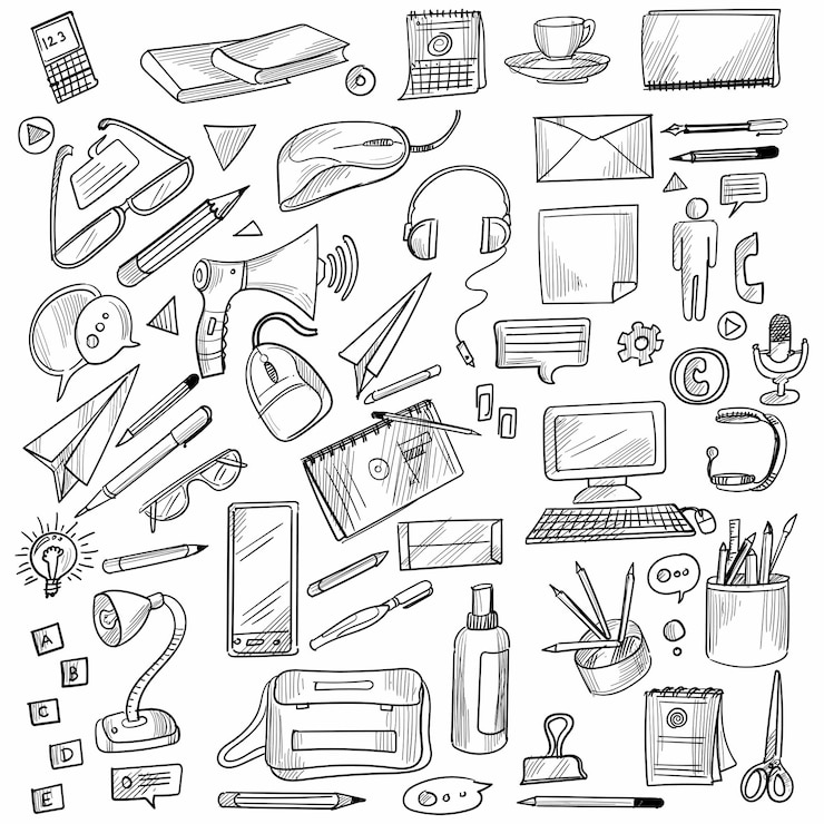 Kostenlose Vektor handgezeichnetes doodle dekoratives set-design