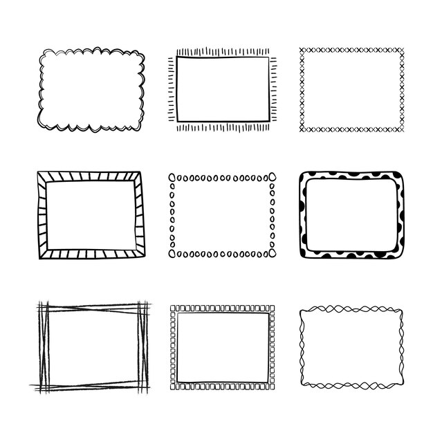 Handgezeichnetes Doodle-Rahmenpaket im Stil