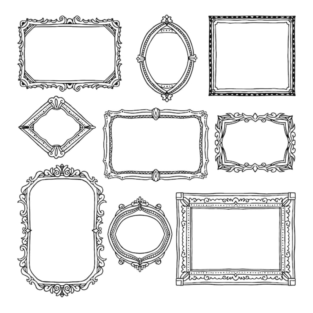 Handgezeichnetes doodle-rahmenpaket