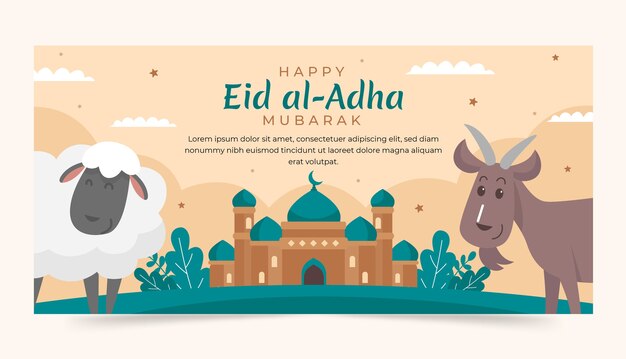 Handgezeichnetes eid al-adha horizontales banner