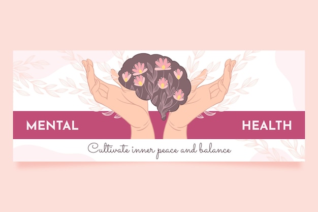 Handgezeichnetes facebook-cover für psychische gesundheit