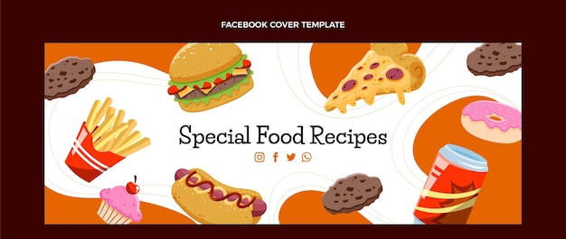 Kostenloser Vektor handgezeichnetes fast-food-facebook-cover
