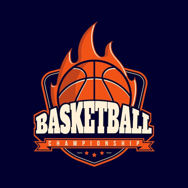 Handgezeichnetes flaches Basketball-Logo