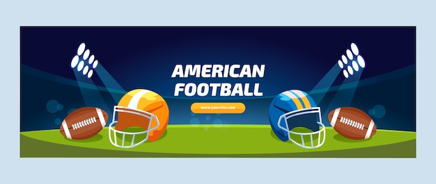 Kostenloser Vektor handgezeichnetes flaches design american football twitter-header