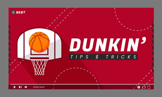 Handgezeichnetes flaches Design-Basketball-YouTube-Thumbnail
