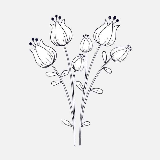 Handgezeichnetes flaches Design einfacher Blumenumriss