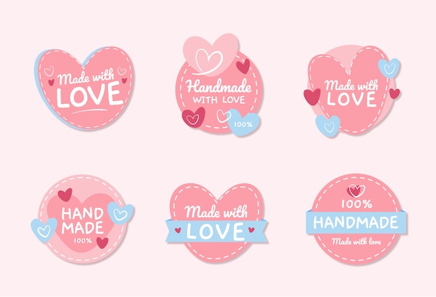 Handgezeichnetes flaches Design mit Liebesstempeln