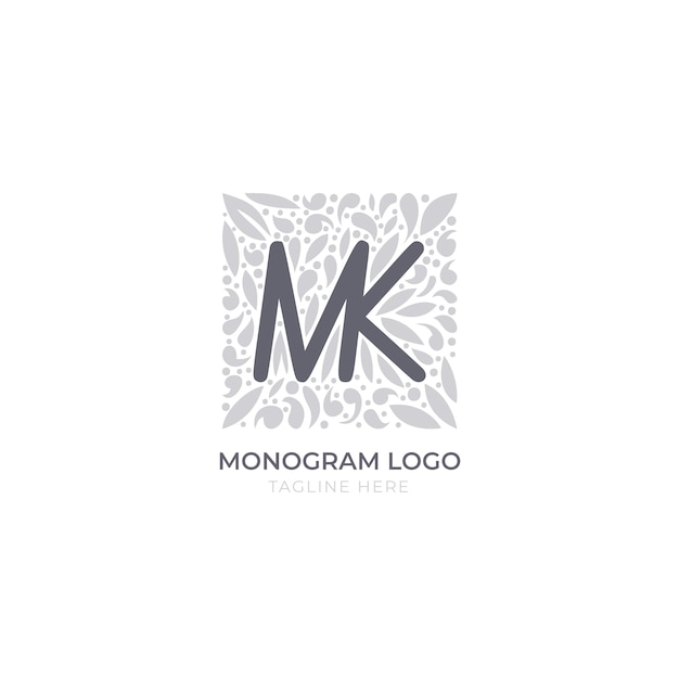Handgezeichnetes flaches Design mk- oder km-Logo