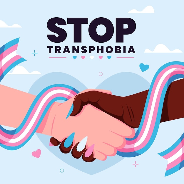 Handgezeichnetes flaches Design stoppt Transphobie-Konzept