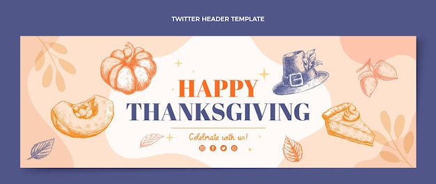 Handgezeichnetes flaches Design Thanksgiving-Twitter-Header