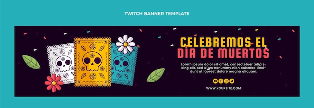 Kostenloser Vektor handgezeichnetes flaches dia de muertos zuckendes banner