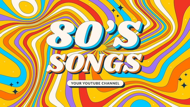 Handgezeichnetes flaches grooviges psychedelisches Youtube-Thumbnail