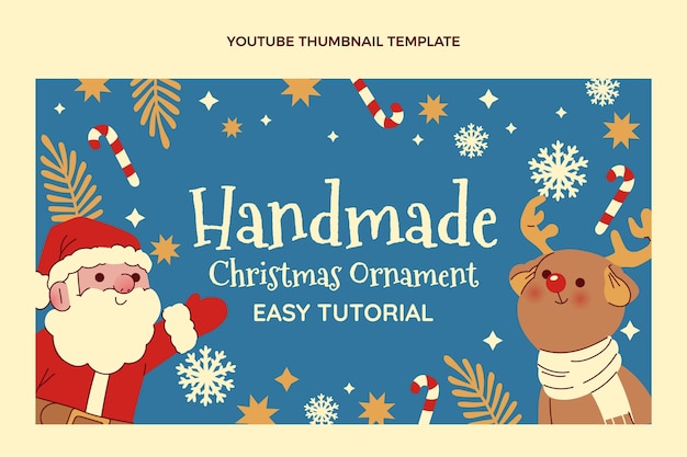 Kostenloser Vektor handgezeichnetes flaches weihnachts-youtube-thumbnail