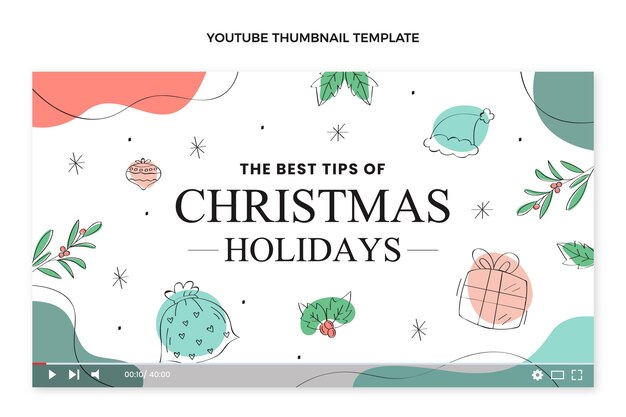 Handgezeichnetes flaches Weihnachts-YouTube-Thumbnail