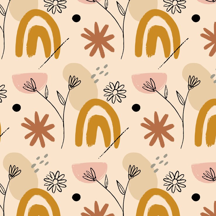 Kostenlose Vektor handgezeichnetes florales boho-muster