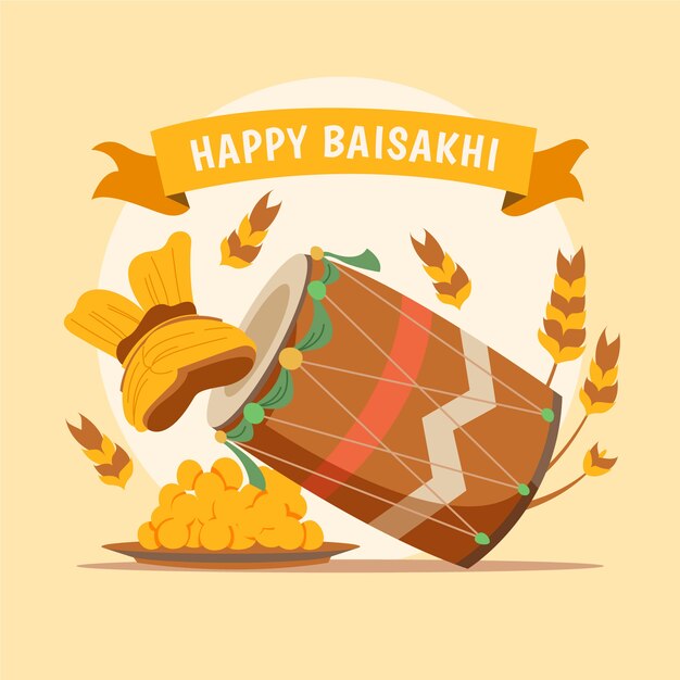 Handgezeichnetes glückliches Baisakhi-Ereignis