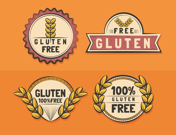 Kostenlose Vektor handgezeichnetes glutenfreies etikett-set