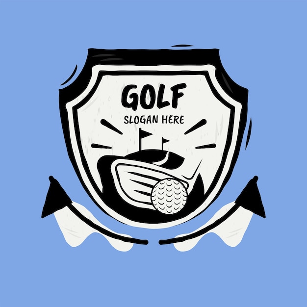 Kostenloser Vektor handgezeichnetes golf-logo mit flachem design