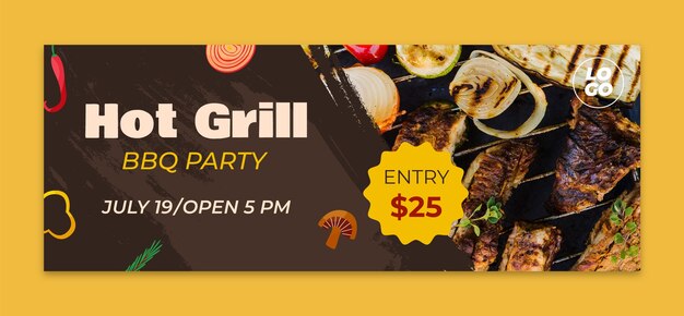 Handgezeichnetes Grillparty-Facebook-Cover