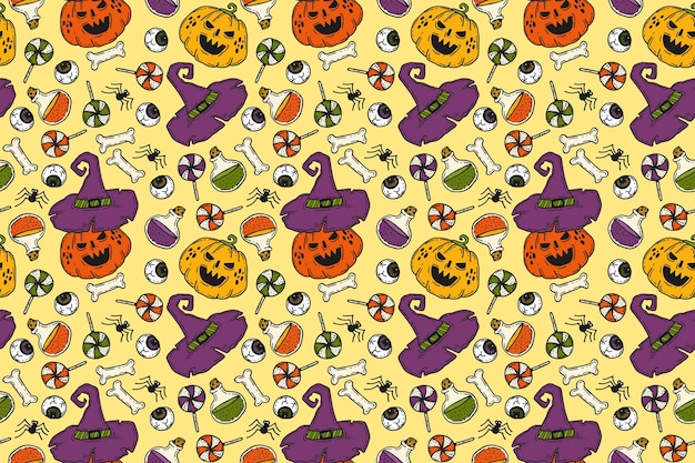 Handgezeichnetes halloween-musterdesign