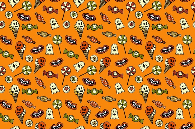 Handgezeichnetes Halloween-Musterdesign