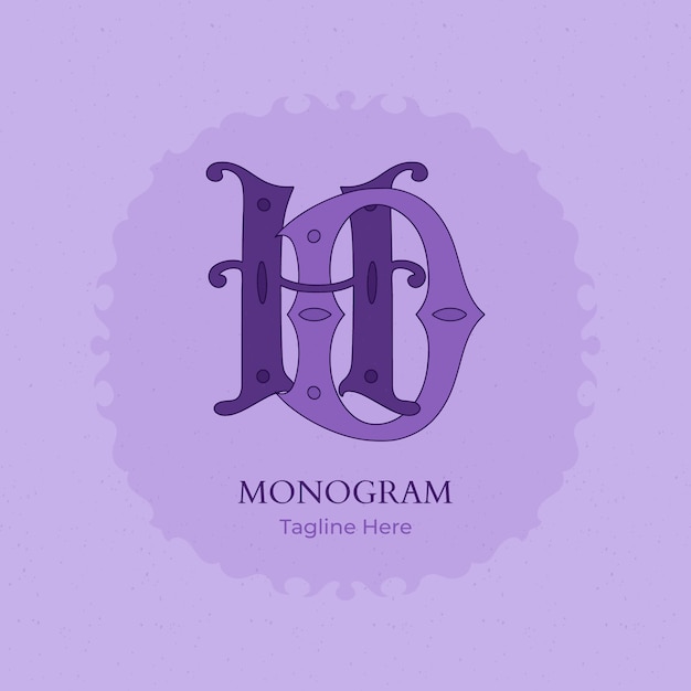 Kostenloser Vektor handgezeichnetes hd-monogramm-logo