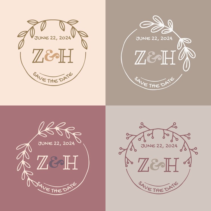 Kostenlose Vektor handgezeichnetes hochzeitslogo-design
