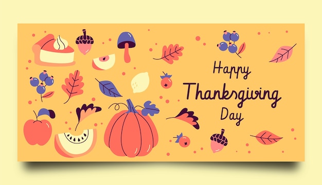Handgezeichnetes horizontales thanksgiving-banner