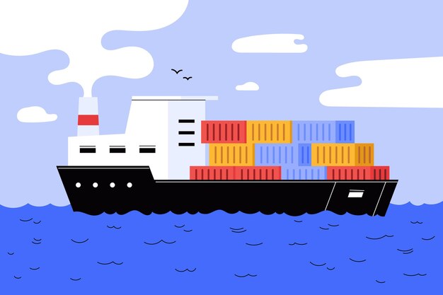 Handgezeichnetes Importkonzept Containerschiff
