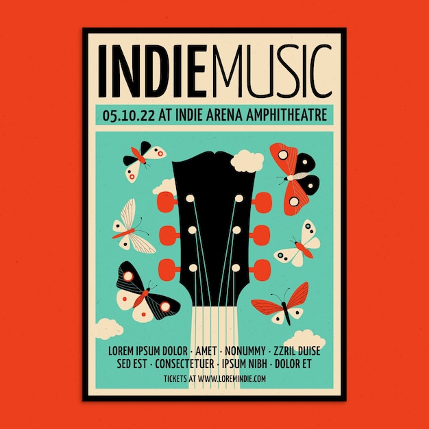 Kostenloser Vektor handgezeichnetes indie-musik-poster-design