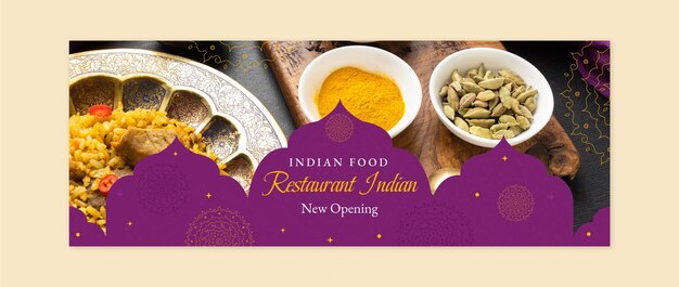 Handgezeichnetes indisches Restaurant Facebook-Cover