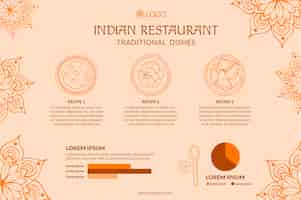 Kostenloser Vektor handgezeichnetes indisches restaurant infografik