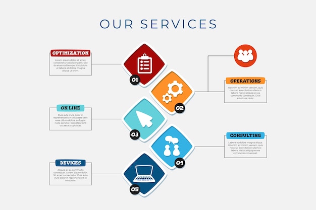 Kostenloser Vektor handgezeichnetes infografik-design für unsere dienstleistungen