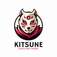 Kostenloser Vektor handgezeichnetes kitsune-logo mit flachem design