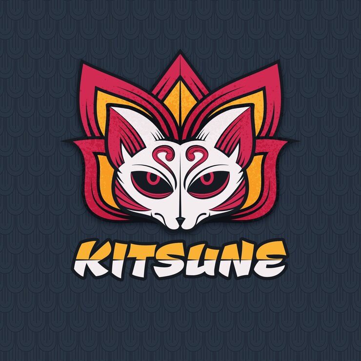 Kostenlose Vektor handgezeichnetes kitsune-logo