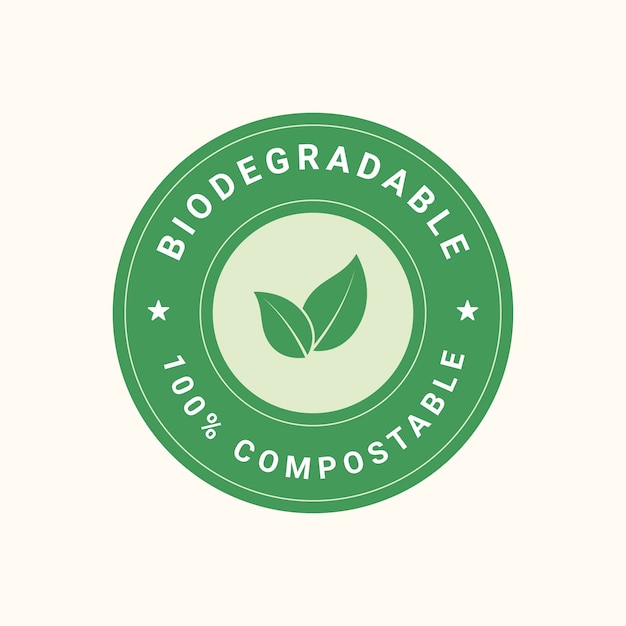 Kostenloser Vektor handgezeichnetes kompostierbares etikett