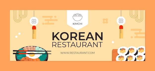 Kostenloser Vektor handgezeichnetes koreanisches restaurant facebook-cover