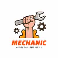 Kostenloser Vektor handgezeichnetes logo-design für mechanische reparaturen