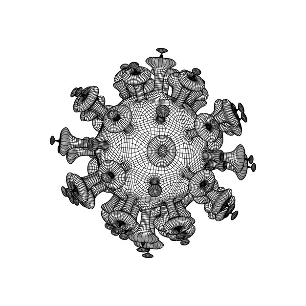 Handgezeichnetes Low-Poly-Wireframe-Symbol für Coronavirus-Bakterienzellen 2019nCoV Neuartige Coronavirus-Bakterien Keine Infektion und Stop-Coronavirus-Konzepte Gefährliche Coronavirus-Zelle in China