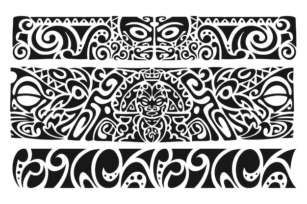 Kostenloser Vektor handgezeichnetes maori-tattoo-randelement