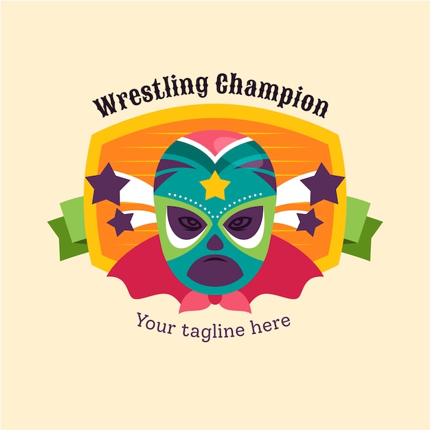 Kostenloser Vektor handgezeichnetes mexikanisches wrestler-logo-design