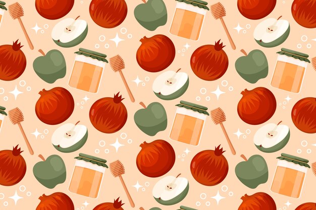 Handgezeichnetes Muster für die jüdische Neujahrsfeier Rosh Hashanah