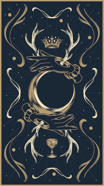 Handgezeichnetes mystisches Tarot-Handy-Wallpaper