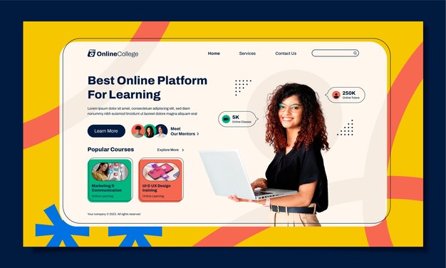 Handgezeichnetes Online-College-Vorlagendesign