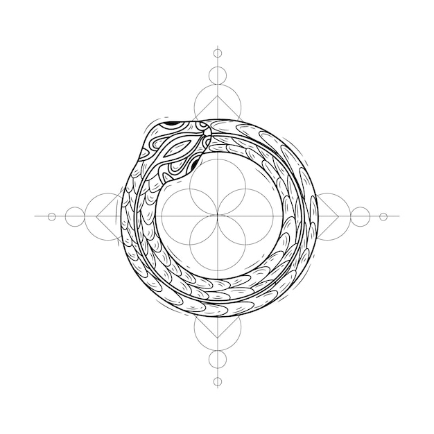 Kostenloser Vektor handgezeichnetes ouroboros-symbol