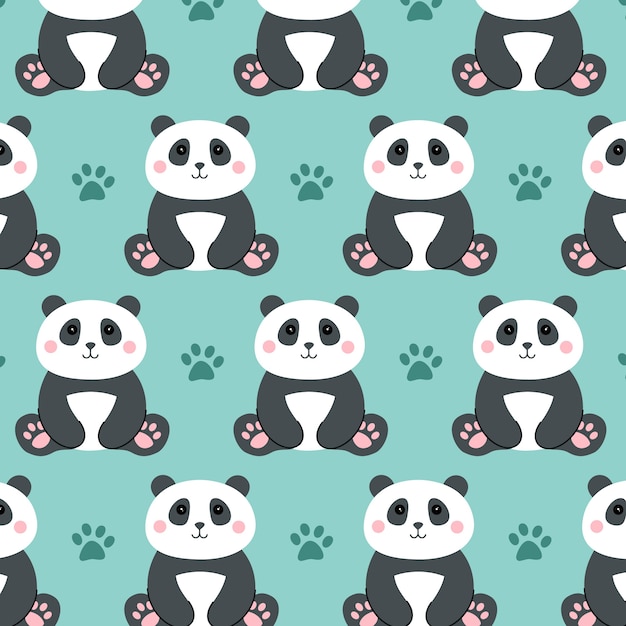 Kostenloser Vektor handgezeichnetes panda-musterdesign
