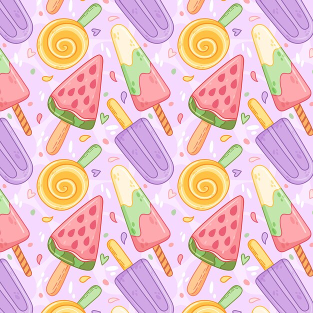 Handgezeichnetes pastellfarbenes Sommermusterdesign