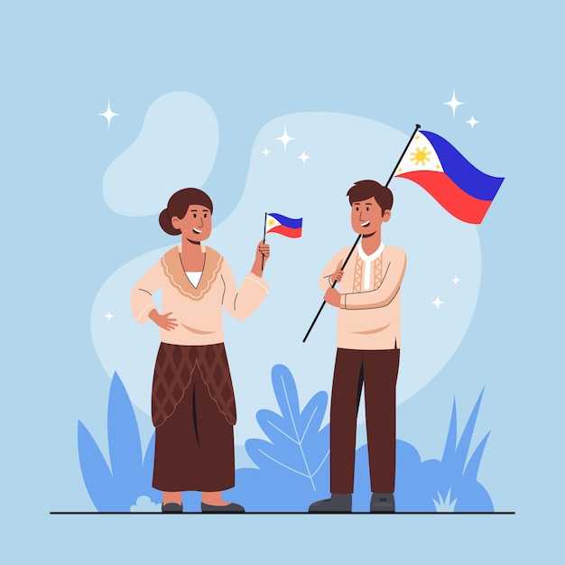 Kostenloser Vektor handgezeichnetes philippinisches flaggendesign